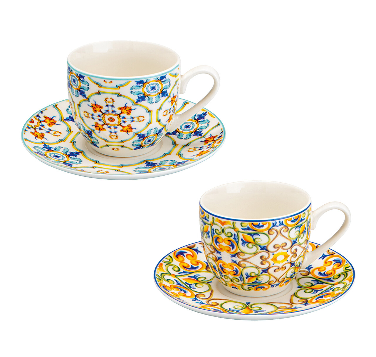 Set 2 cesti cu farfurie pentru cafea, Medicea, Brandani, 11.5x5 cm, 60 ml, portelan New Bone China - imagine 3